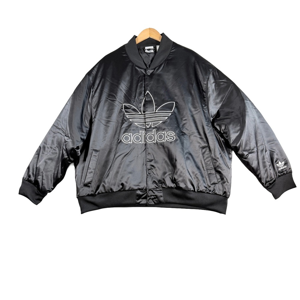 Adidas Originals Men TF Satin Bomber Jacket Black 2XL New‎